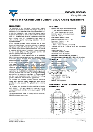 DG508B datasheet - Precision 8-Channel/Dual 4-Channel CMOS Analog Multiplexers