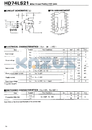 74LS21 datasheet - Dual 4-input Positive AND Gates