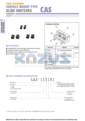 CAS-220B2 datasheet - SLIDE SWITCHES