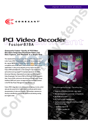 CX25834 datasheet - Supports NTSC/PAL/SECAM video input