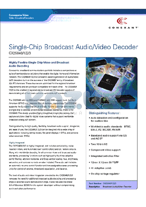CX25841 datasheet - Single-Chip Broadcast Audio/Video Decoder
