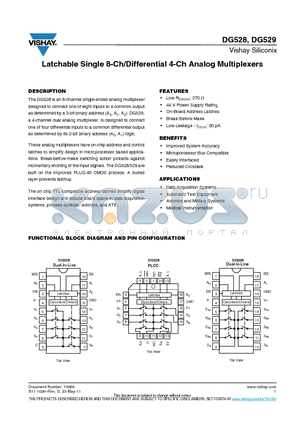DG528CJ datasheet - Latchable Single 8-Ch/Differential 4-Ch Analog Multiplexers