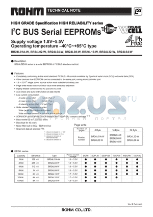 BR24L08-W datasheet - I2C BUS Serial EEPROMs
