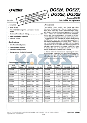 DG529CK datasheet - Analog CMOS Latchable Multiplexers