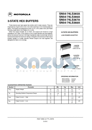 74LS367 datasheet - 3-STATE HEX BUFFERS