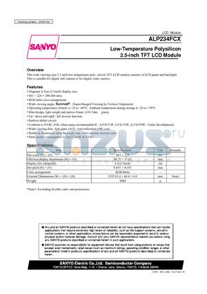 ALP234FCX datasheet - Low-Temperature Polysilicon 2.5-inch TFT LCD Module