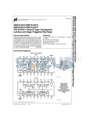 74LS373 datasheet - TRI-STATEE Octal D-Type Transparent Latches and Edge-Triggered Flip-Flops