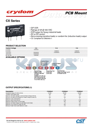 CX300D5 datasheet - Ratings of 5A @ 660 VAC