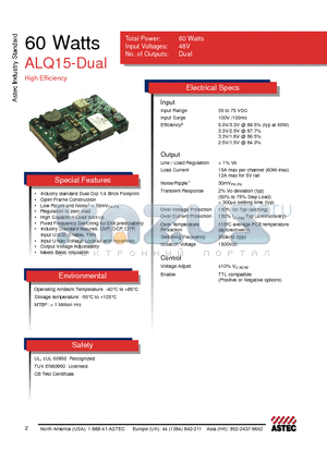 ALQ15-DUAL datasheet - 60 Watts Dual Output Converter