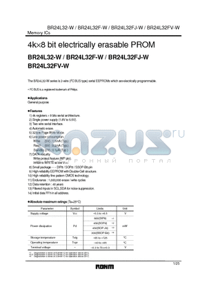 BR24L32FJ-W datasheet - 4k8 bit electrically erasable PROM