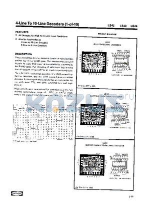 74LS43 datasheet - 4-Line To 10-Line Decoders(1-of-10)