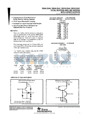 74LS541 datasheet - OCTAL BUFFERS AND LINE DRIVERS WITH 3-STATE OUTPUTS
