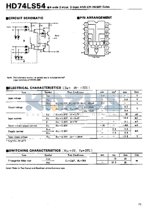 74LS54 datasheet - 4-wide 2-input, 3-input AND-OR-INVERT Gates