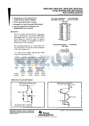 74LS540 datasheet - OCTAL BUFFERS AND LINE DRIVERS WITH 3-STATE OUTPUTS