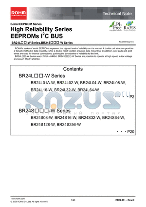 BR24L64F-WTR datasheet - High Reliability Series EEPROMs I2C BUS