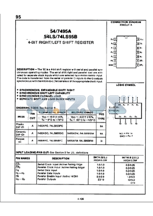 74LS95B datasheet - 4-BIT RIGHT/LEFT SHIGT REGISTER