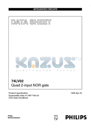 74LV02 datasheet - Quad 2-input NOR gate