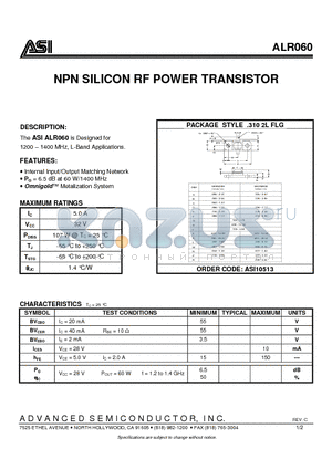 ALR060_07 datasheet - NPN SILICON RF POWER TRANSISTOR