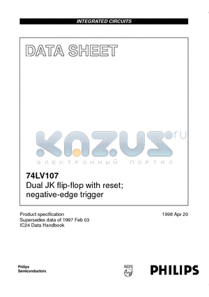 74LV107 datasheet - Dual JK flip-flop with reset; negative-edge trigger