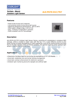 ALS-PD70-01C-TR7 datasheet - Surface - Mount Ambient Light Sensor