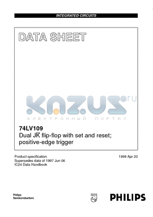 74LV109 datasheet - Dual JK flip-flop with set and reset; positive-edge trigger