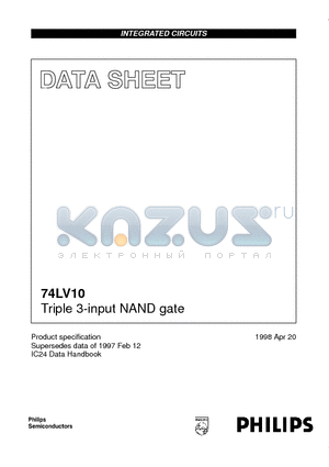 74LV10D datasheet - Triple 3-input NAND gate