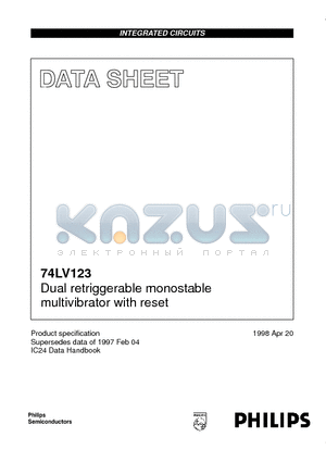 74LV123D datasheet - Dual retriggerable monostable multivibrator with reset