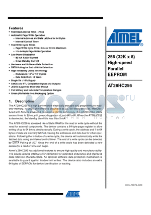 AT28HC256E-12DM/883 datasheet - 256 (32K x 8) High-speed Parallel EEPROM