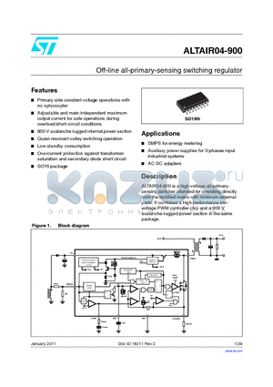 ALTAIR04-900 datasheet - Off-line all-primary-sensing switching regulator
