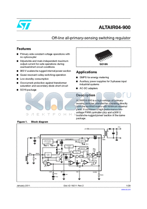 ALTAIR04-900TR datasheet - Off-line all-primary-sensing switching regulator