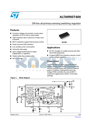 ALTAIR05T-800TR datasheet - Off-line all-primary-sensing switching regulator