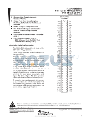 ALVCHS162830AGRG4 datasheet - 1-BIT TO 2-BIT ADDRESS DRIVER WITH 3-STATE OUTPUTS