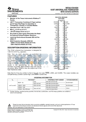 ALVCH16501 datasheet - 18-BIT UNIVERSAL BUS TRANSCEIVER WITH 3-STATE OUTPUTS