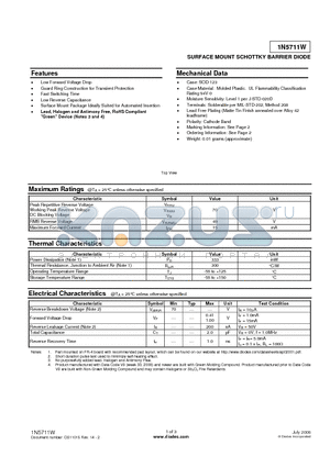 1N5711W-7-F datasheet - SURFACE MOUNT SCHOTTKY BARRIER DIODE