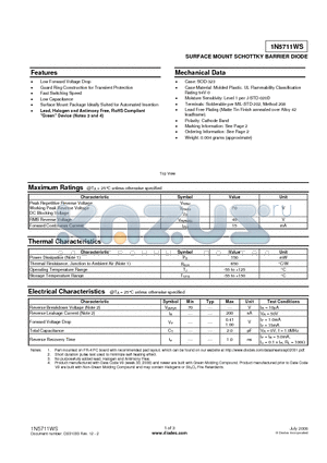 1N5711WS datasheet - SURFACE MOUNT SCHOTTKY BARRIER DIODE