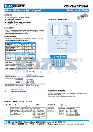 CX4VSM datasheet - Frequency Range 30kHz to 250kHz