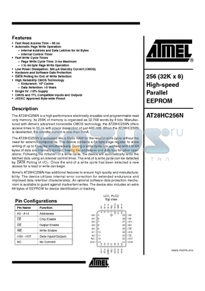 AT28HC256N datasheet - 256 (32K x 8) High-speed Parallel EEPROM
