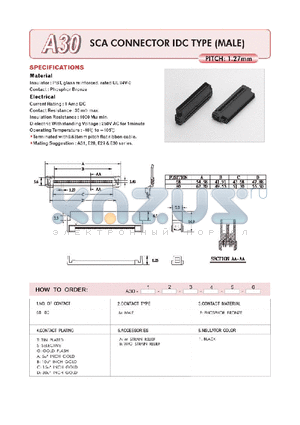 A3068MBBA1 datasheet - SCA CONNECTOR IDC TYPE(MALE)