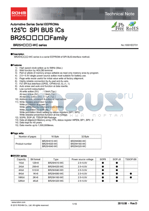 BR25H080-WC datasheet - Automotive Series Serial EEPROMs