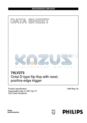 74LV273DB datasheet - Octal D-type flip-flop with reset; positive-edge trigger