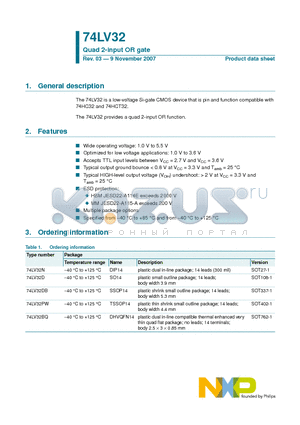 74LV32BQ datasheet - Quad 2-input OR gate