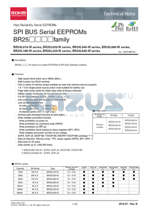 BR25L010-W_10 datasheet - SPI BUS Serial EEPROMs