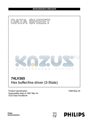 74LV365PW datasheet - Hex buffer/line driver 3-State