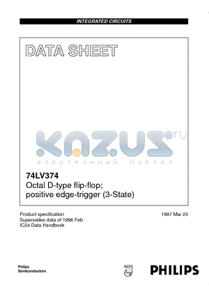 74LV374D datasheet - Octal D-type flip-flop; positive edge-trigger 3-State