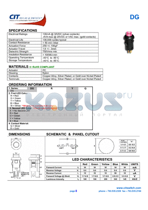 DGYWR datasheet - CIT SWITCH