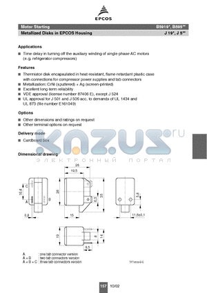 B59196J0120A320 datasheet - Metallized Disks in EPCOS Housing