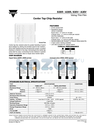 A30R datasheet - Center Tap Chip Resistor