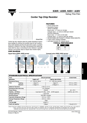 A30RSE datasheet - Center Tap Chip Resistor