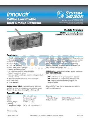 DH100I datasheet - 2-Wire Low-Profile Duct Smoke Detector