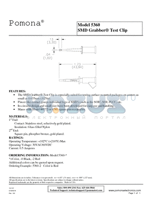 5360 datasheet - SMD Grabber Test Clip